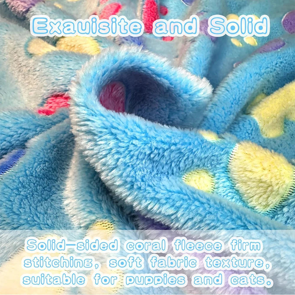 1-Pack Cozy Plush Pet Blanket With Paw Print Design, Soft Fleece Dog Bed Mat, Sleeping Pad