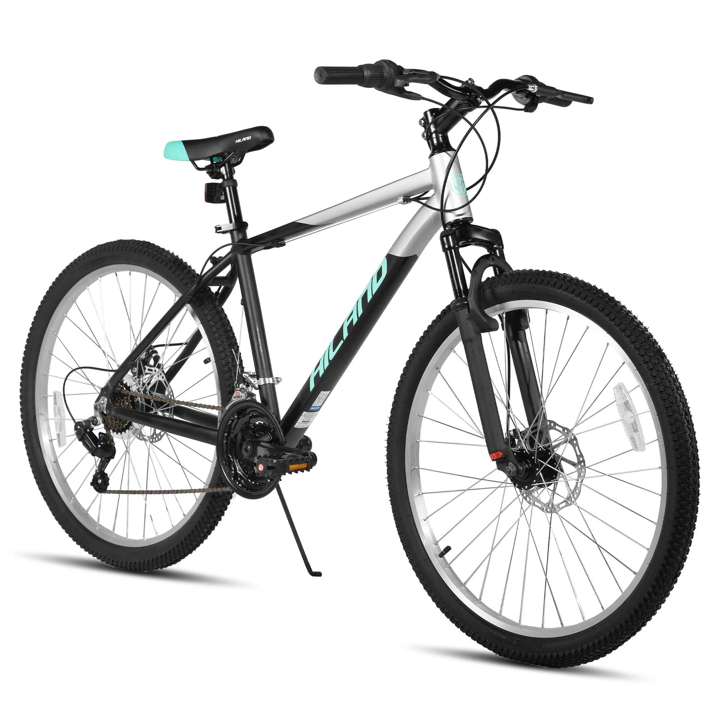 HILAND 26, 27.5 Inch Aluminum Alloy Mountain Bike, 18 Speeds, Front/Rear Disc Brakes, Suspension Fork