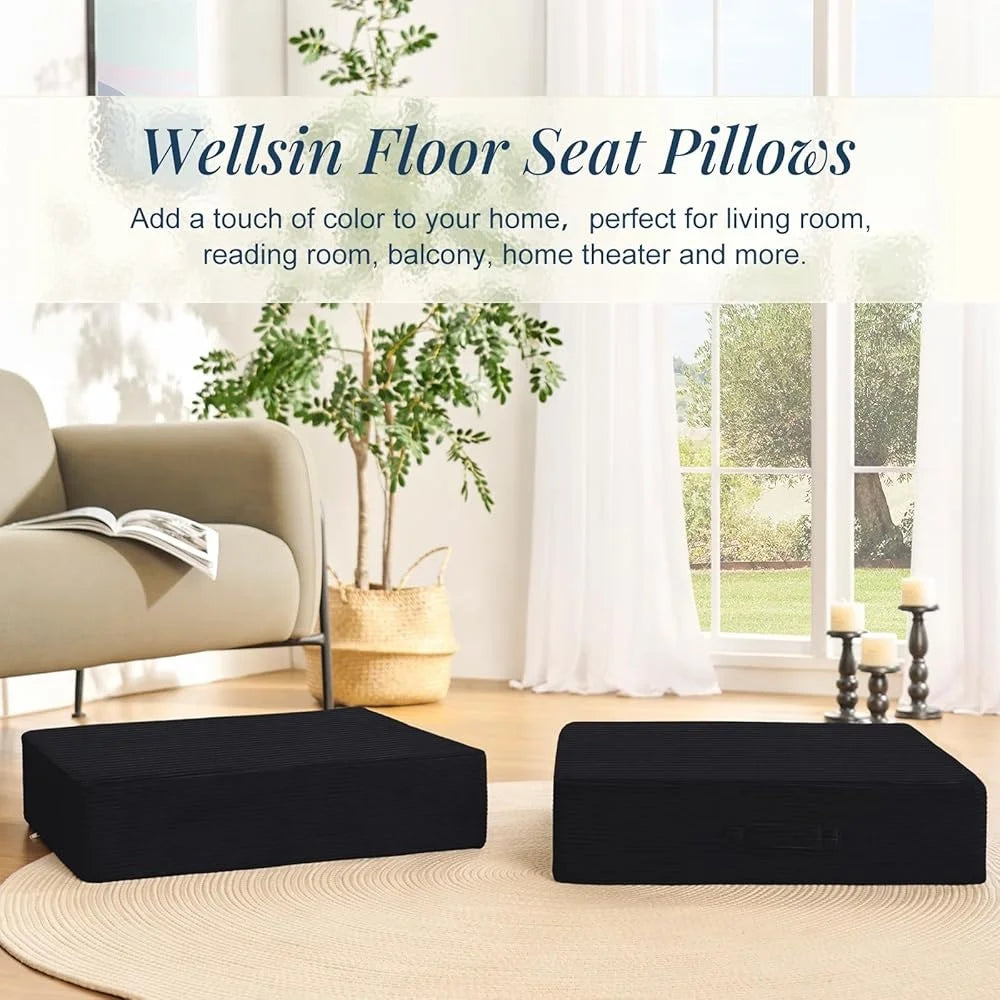 Large Meditation Floor Pillows, Ultra Thick Foam, Washable Velvet Cover, Portable