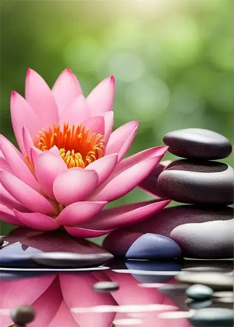 Spa Zen Cherry Blossom, Lily Pink Lotus Canvas, Print Posters, Art for Fitness/Yoga Studio