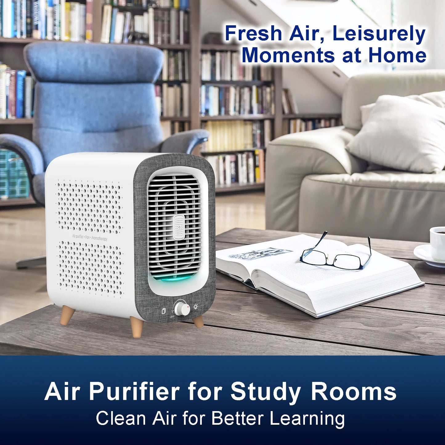 Air Purifier, Home 780sq ft, HEPA & Activated Carbon, Air Cleaner, Fragrance Sponge, Nightlight