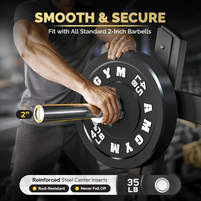Free Weights, Steel Bumper Plates, Rubber Coated, 2 Inch Barbell Sets, Strength Training & Weight Lifting