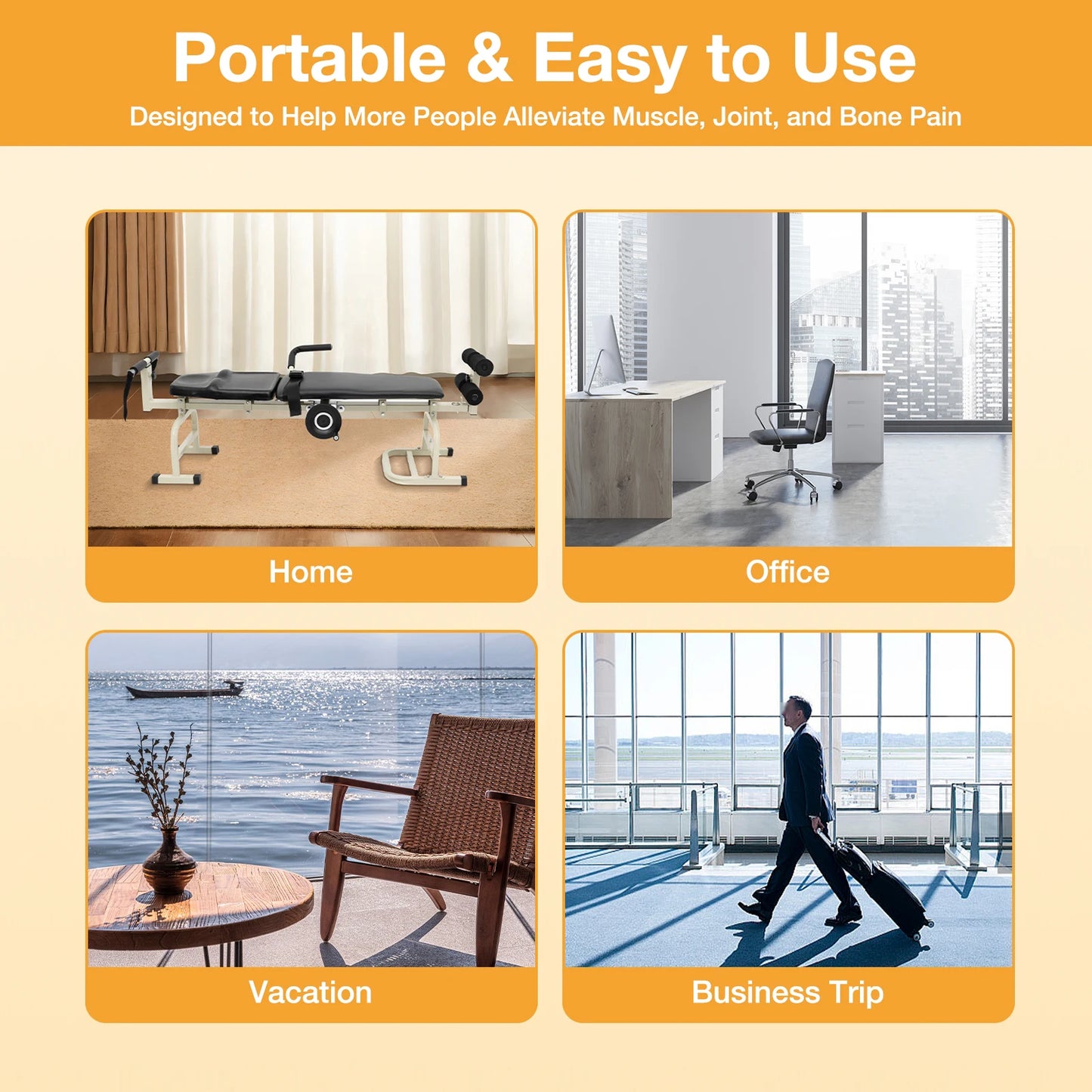 Neck/Lumbar Stretcher, Cervical Massage, Traction Table, Portable, Therapy