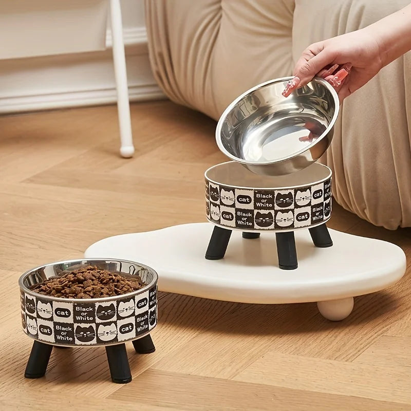 Elevated Stainless Steel Cat Bowl, Anti Slip