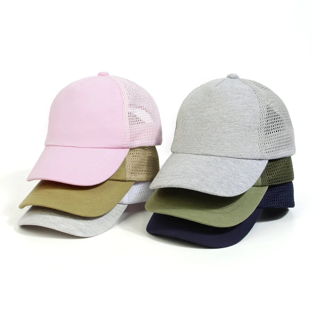 Kids, Solid Color, Curved Brim, Baseball Hat, Breathable