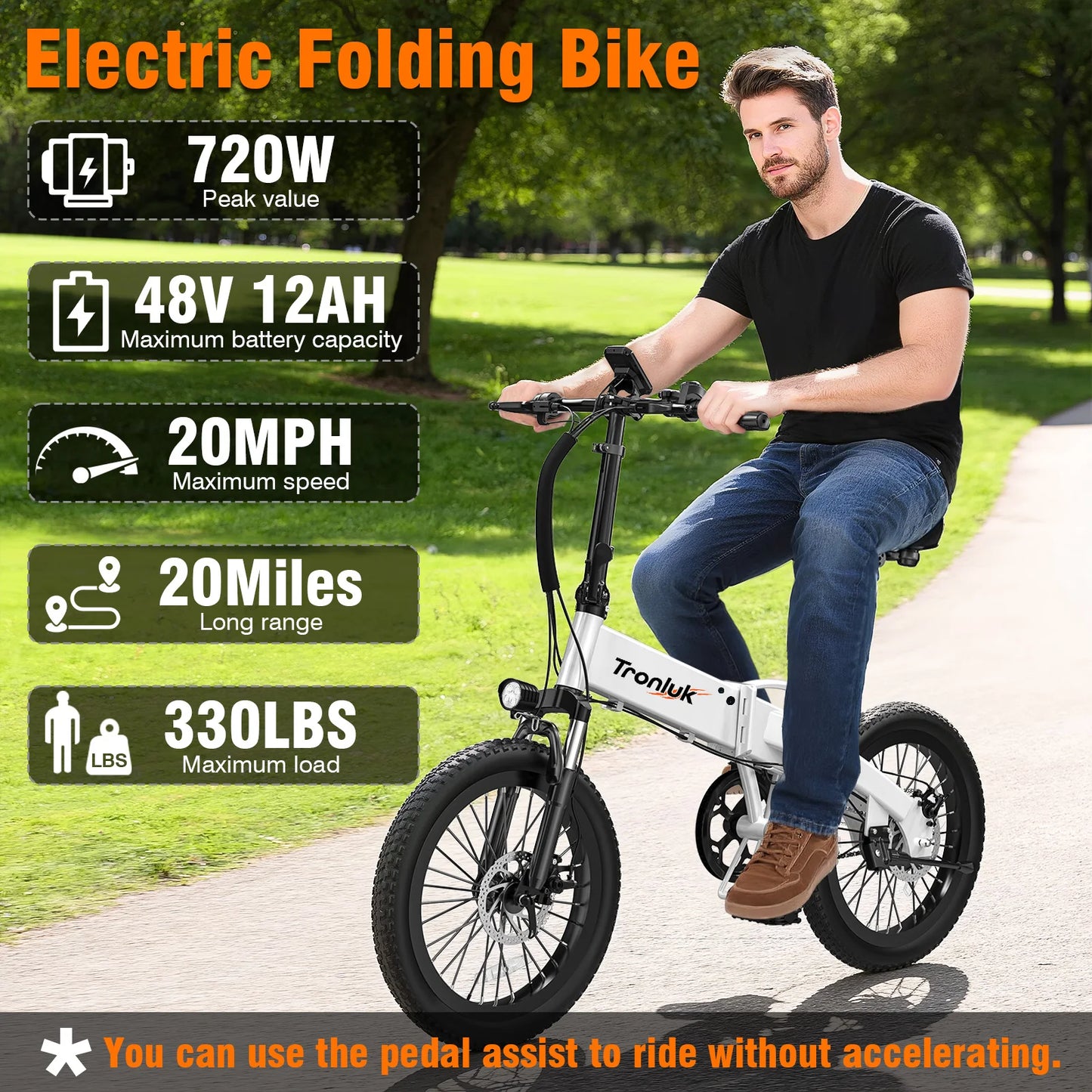 Youth/Adult Electric Bicycle 5-Speed with Assisted Riding 20MPH Urban Commuting