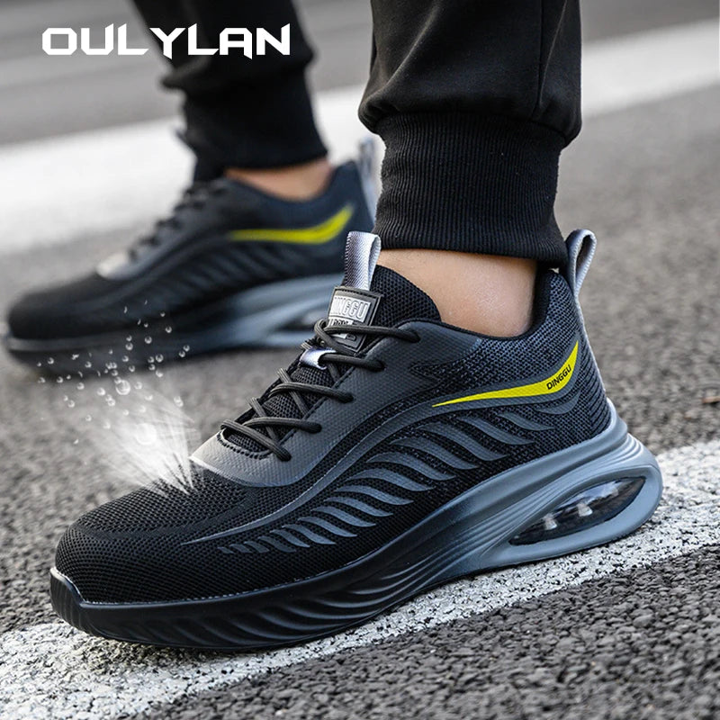 Men's' Work Safety Shoes, Breathable Sneakers, Lightweight, Anti-smash Steel Toe Working Protective Shoes