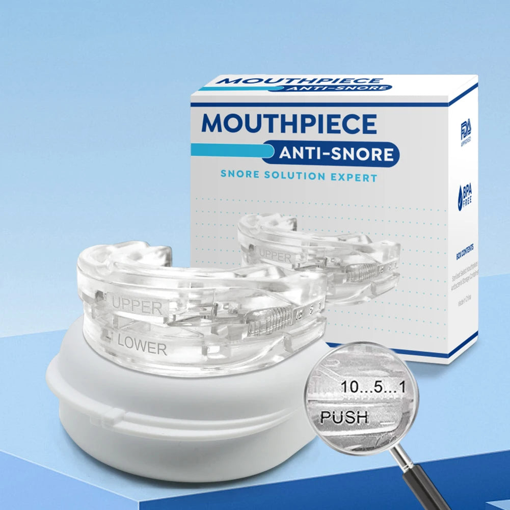 Portable Anti Snore Mouth Guard, Storage Box, Teeth Grinding Splint, Better Sleep Quality