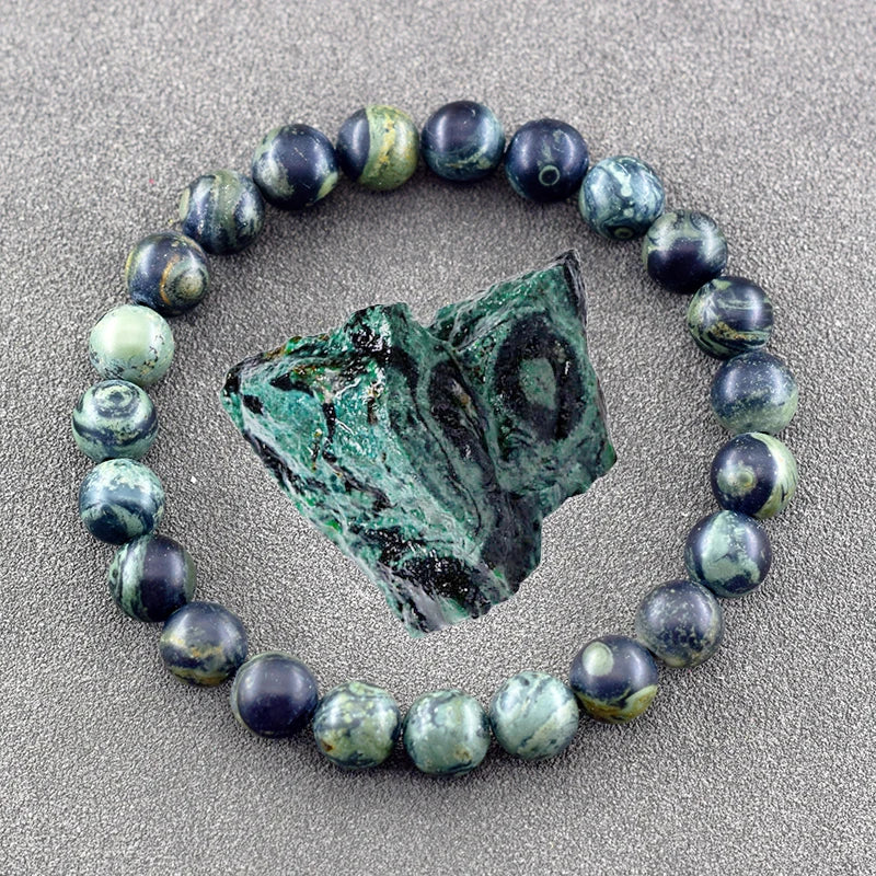 Handmade Real Natural African Stone Beads, Yoga Mala Jewelry, Green Moss Agates Beaded Bracelet