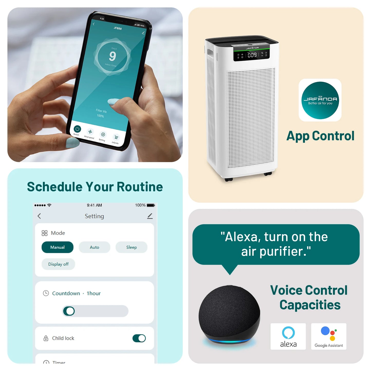 Air Purifier, Home Large Room 3800 ft², APP & Alexa, Ture HEPA Activated Carbon Air Filter, Smart HEPA Air Purifiers