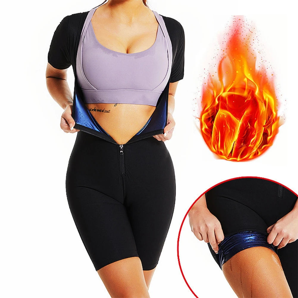 Zipper, Body Shaping, Sauna Suit For Women, Running Fitness, Sweat Absorption