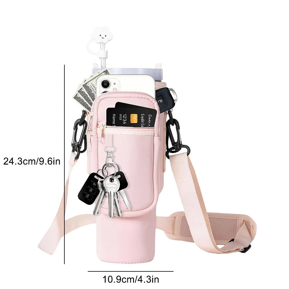 40oz Water Bottle Carrier Bag For Stanley Quencher, Adjustable Shoulder Strap, Non-slip, Insulated