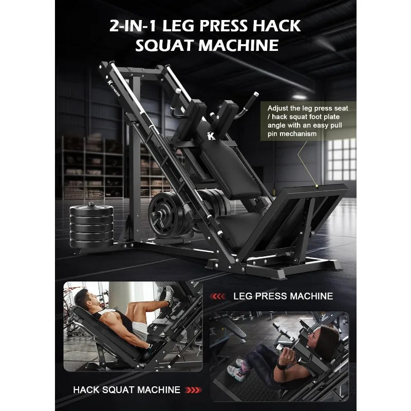Hack Squat Machine, Professional Adjustable Leg Press with Linear Bearing for Home Gym,