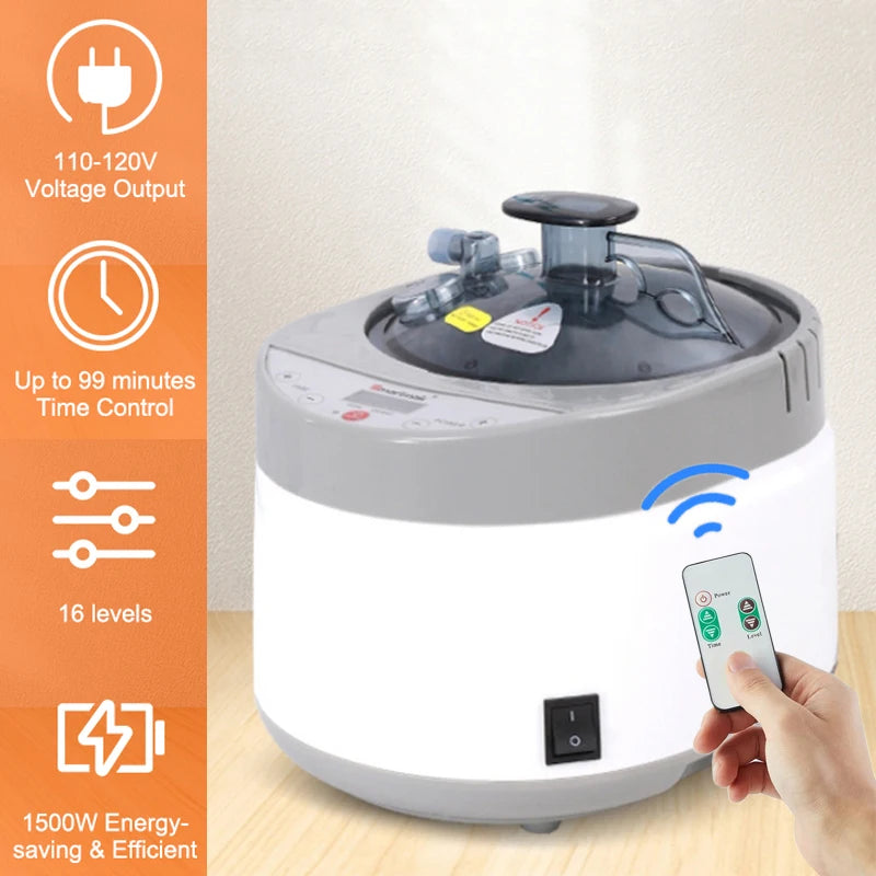 Sauna Steamer, Portable, Steam Pot Generator, Remote Control Spa Machine, Herbal Box