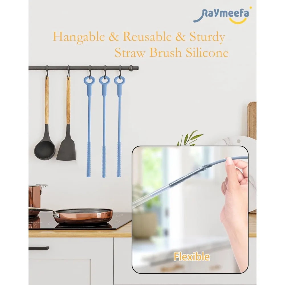 Extra Long, Silicone Straw Cleaning Brush, Reusable