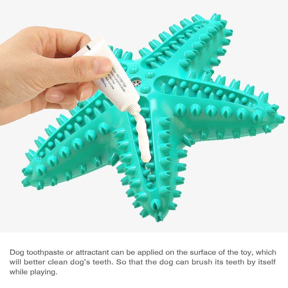 Starfish Squeaky Chew Toys, Small-Large Dog, Indestructible Rubber, Teeth Cleaning
