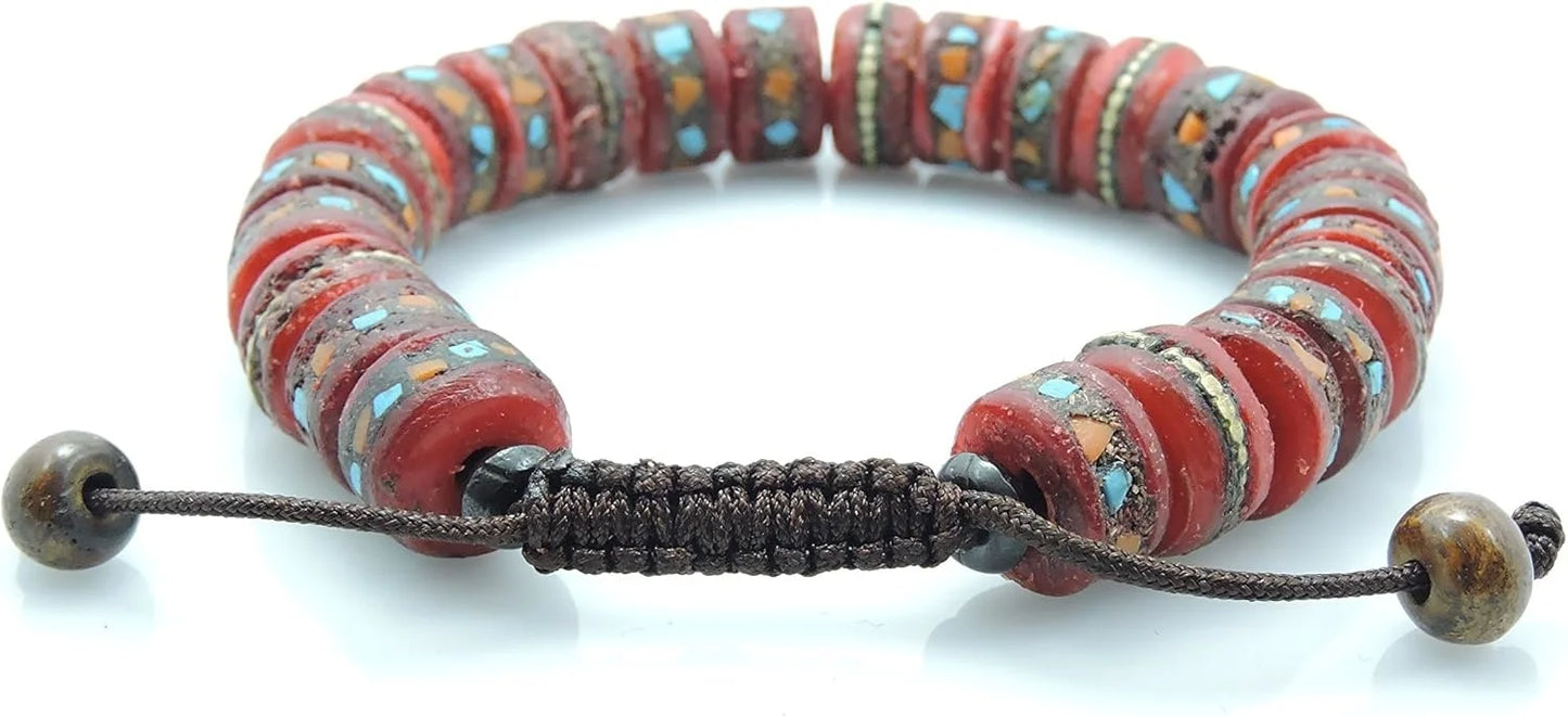 Tibetan Mala Embedded Medicine, Wrist, Meditation, Handmade