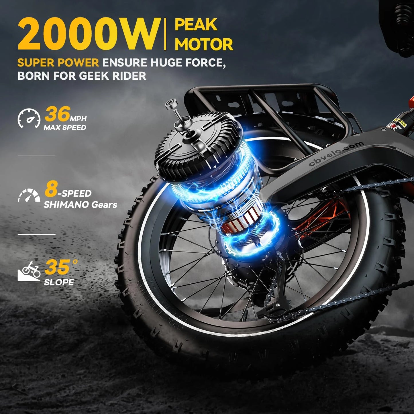 1000W (Peak 2000W) Folding Electric Bike for Adults, 35MPH, 48V 25Ah Removable Battery, 20" x 4.0 Fat Tire