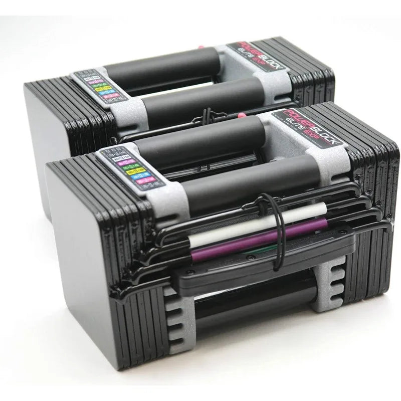 Elite EXP Adjustable Dumbbells, Sold in Pairs, Stage 1, 5-50 lb. Dumbbells, Durable Steel Build