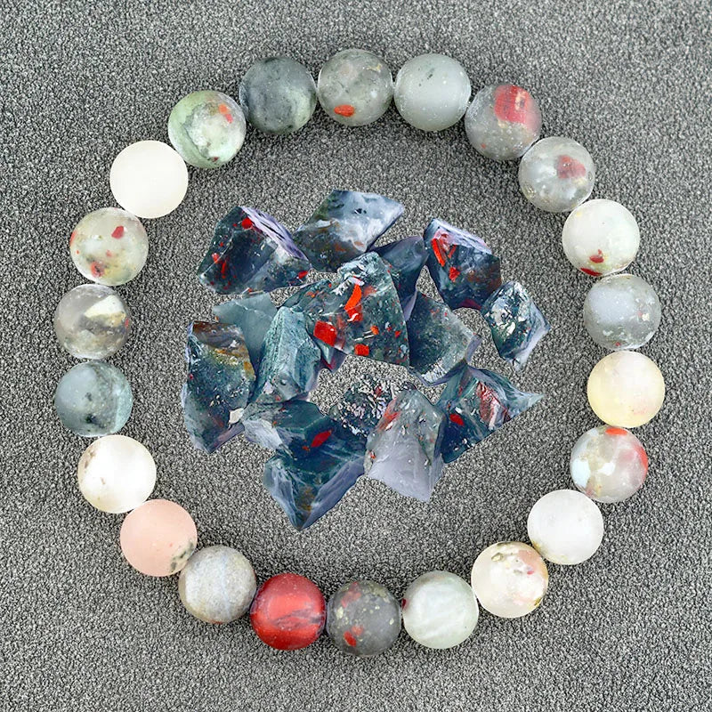 Handmade Real Natural African Stone Beads, Yoga Mala Jewelry, Green Moss Agates Beaded Bracelet