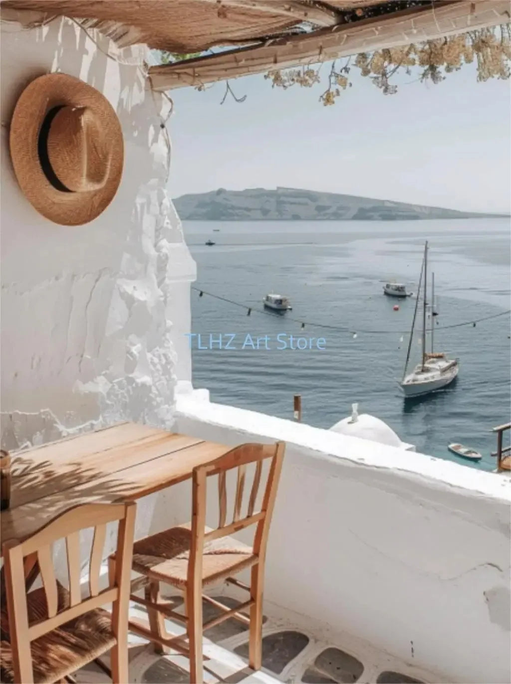Modern Greece Summer Coast Santorini Travel Landscape Posters And Prints, Canvas Printing, Wall Art