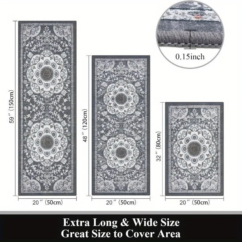 3 Pcs Set Floor Mat, Bohemian Style Rugs, Non-slip, Comfortable, Washable