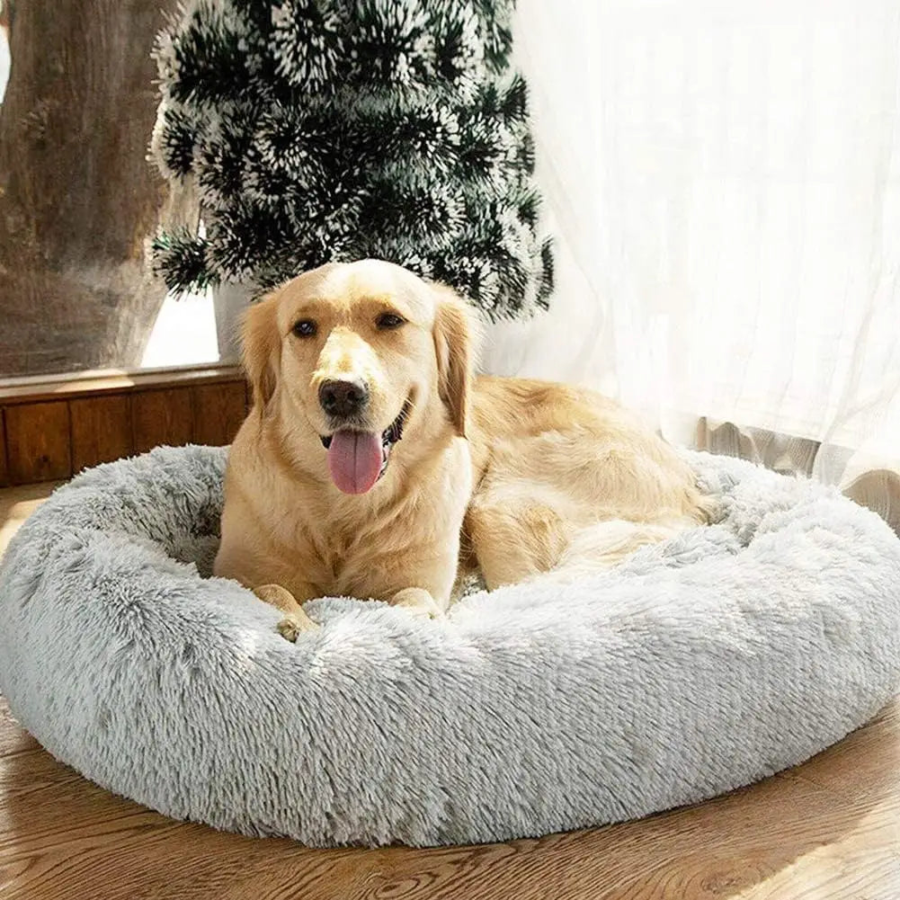 Donut Dog/Cat Calming Bed, Warm Soft Long Plush, Washable