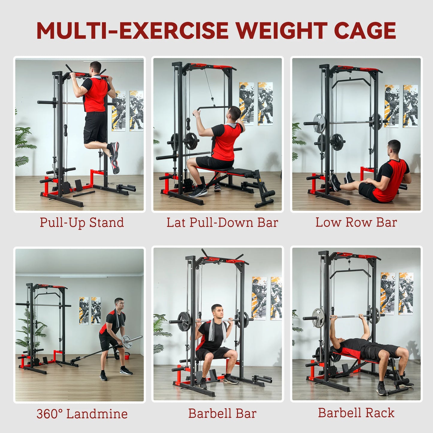 Soozier Smith Machine, Multi-Function Power Cage, Lat Pull Down System