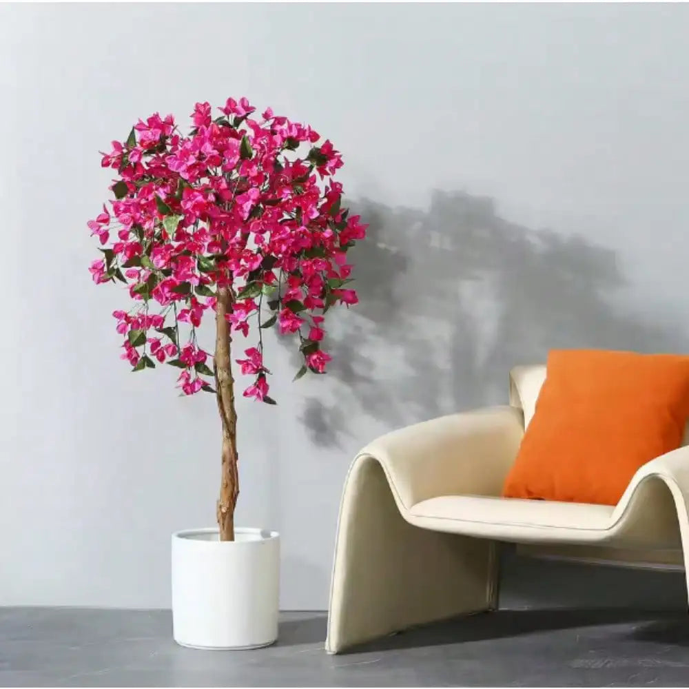 4 ft. Artificial Bougainvillea Flowers Tree, Wood Trunk