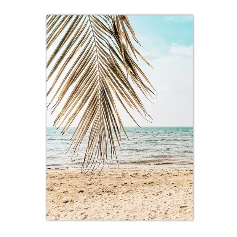 Summer Sea Beach, Coconut Tree, Surfboard Posters And Prints, Seagull Swan Wall Art, Canvas Painting