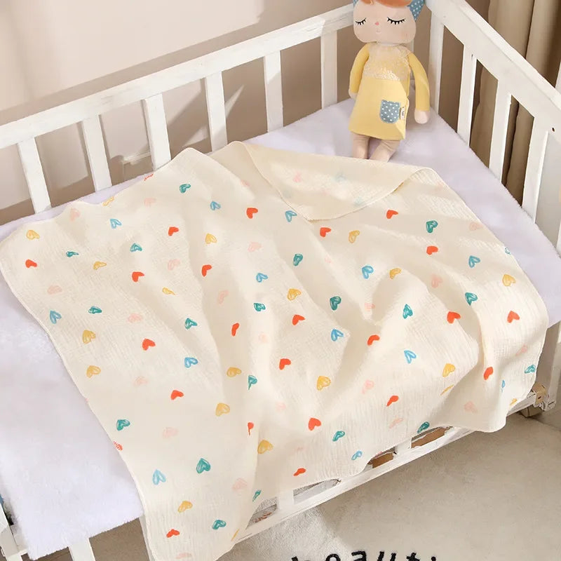 Double Layer Muslin Baby Swaddle Blanket, Soft, Cotton, Stroller Cover, Bedding 80*80cm