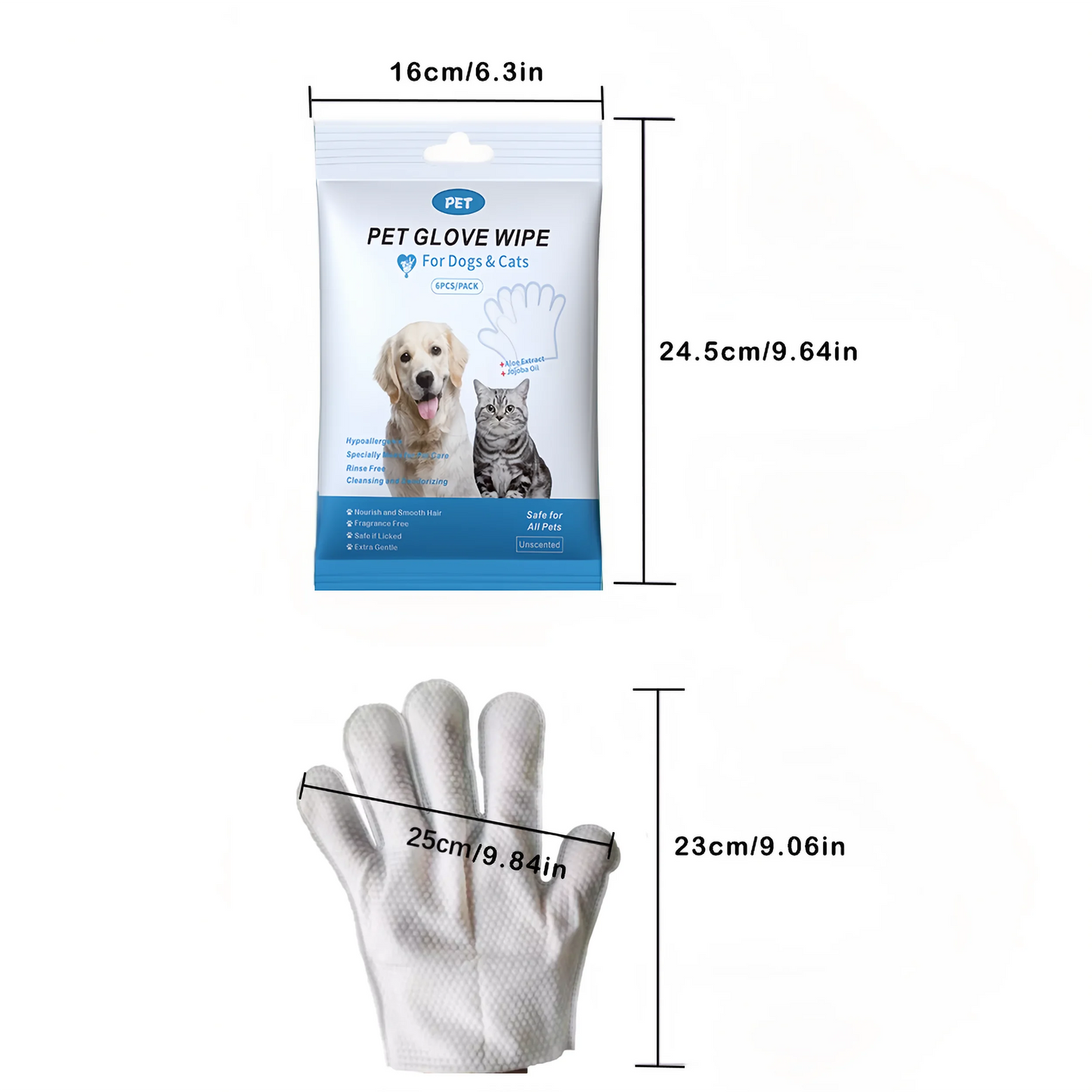 4 packs of 24 pieces,Pet gloves wet wipes - Special disposable cleaning wet wipes for pets, gentle and non-irritating