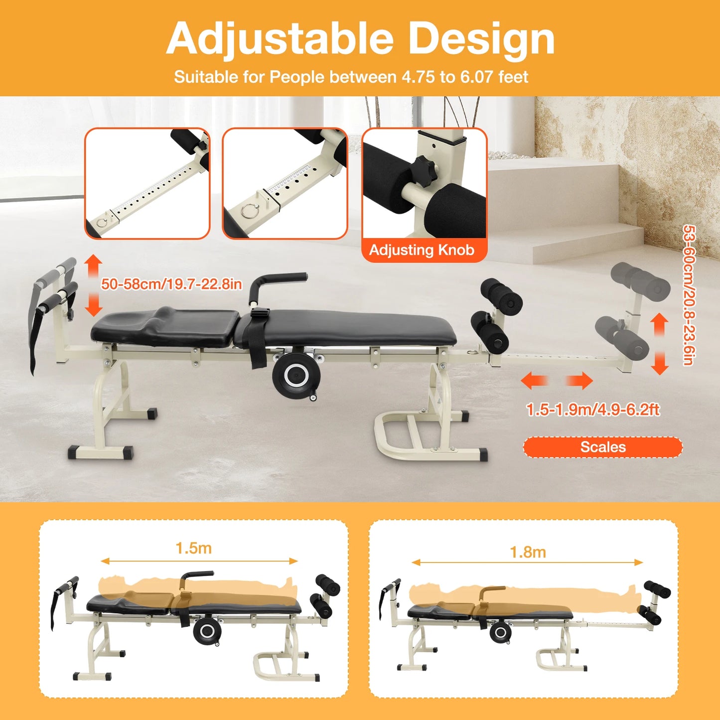 Neck/Lumbar Stretcher, Cervical Massage, Traction Table, Portable, Therapy