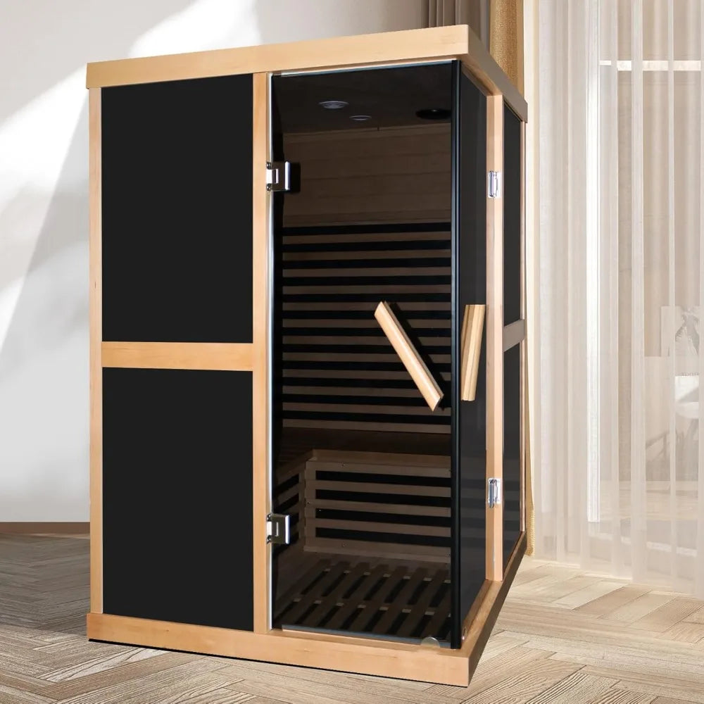 Infrared Indoor Dry Sauna, 1980W Phototherapy Lamp, Canadian Fir Wood, 2-3 people, Bluetooth Speaker