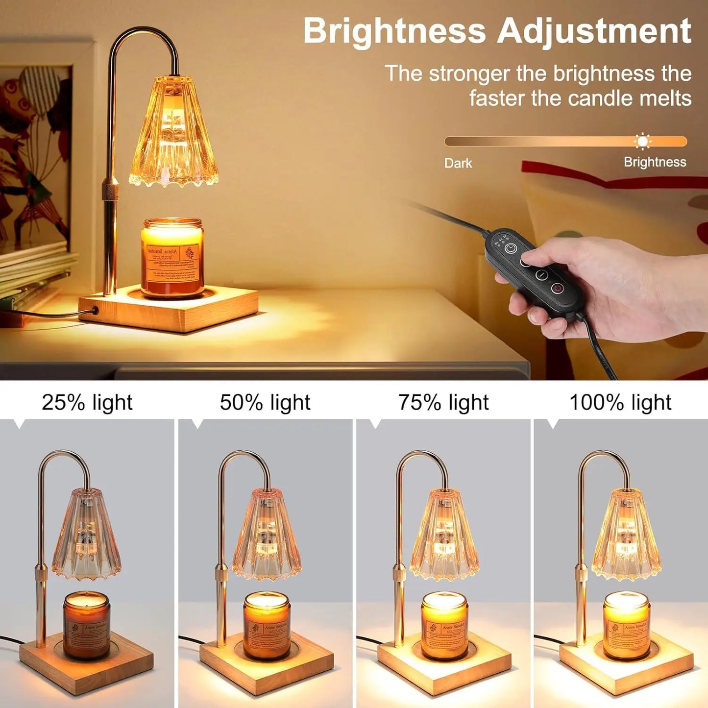 Electric Candle Lamp Warmer with Timer & Dimmer, Height Adjustable