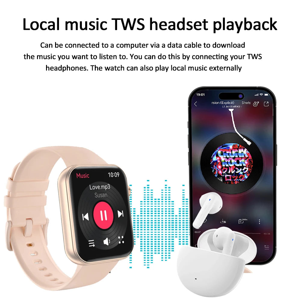 Smart Watch Women/Men, Camera, Heart Rate, Sports Fitness, Waterproof, Bluetooth For Android iOS