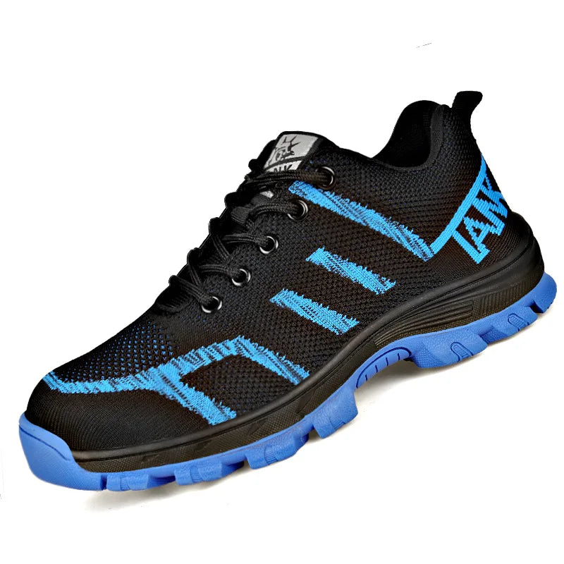 Men's Knit Safety Shoes, Solid Soles, Breathable, Steel Toe, Anti-smash, Puncture-Proof Protective Shoes