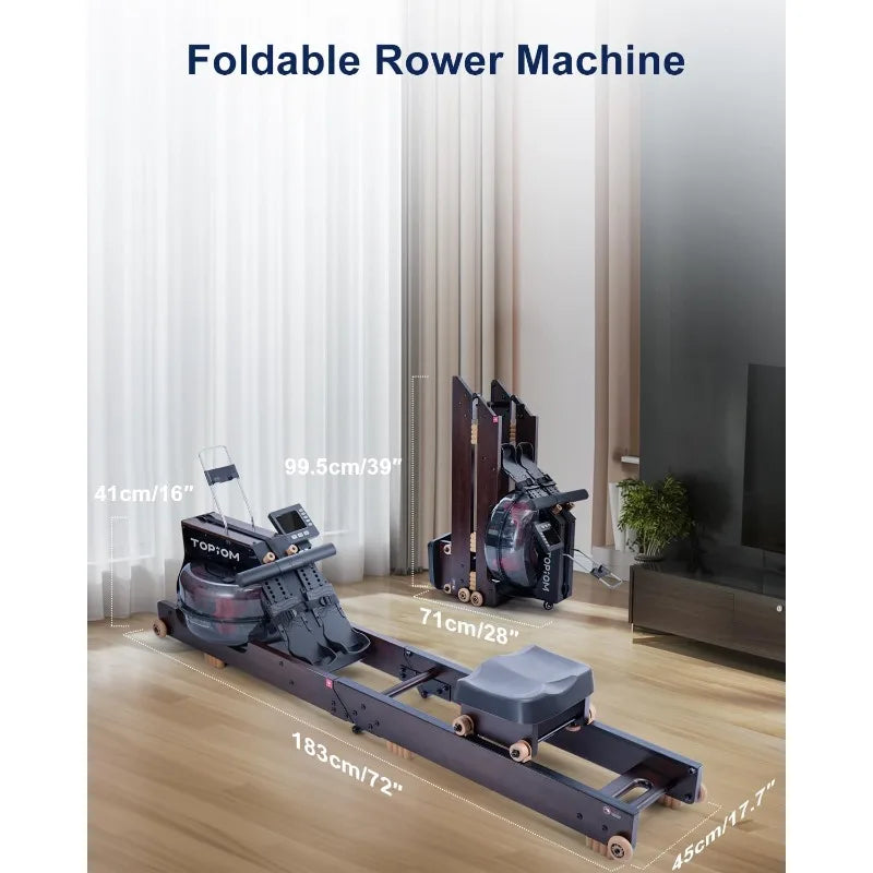 Foldable Water Rowing Machine, Monitor & Bluetooth App, Tablet Holder