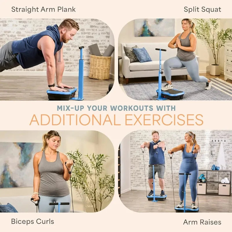 Vibration Plate, Adjustable Handlebar, Resistance Bands, Bluetooth, Lymphatic Drainage, Relieve Pain, Help Sleep, Fat Burning & Weight Loss