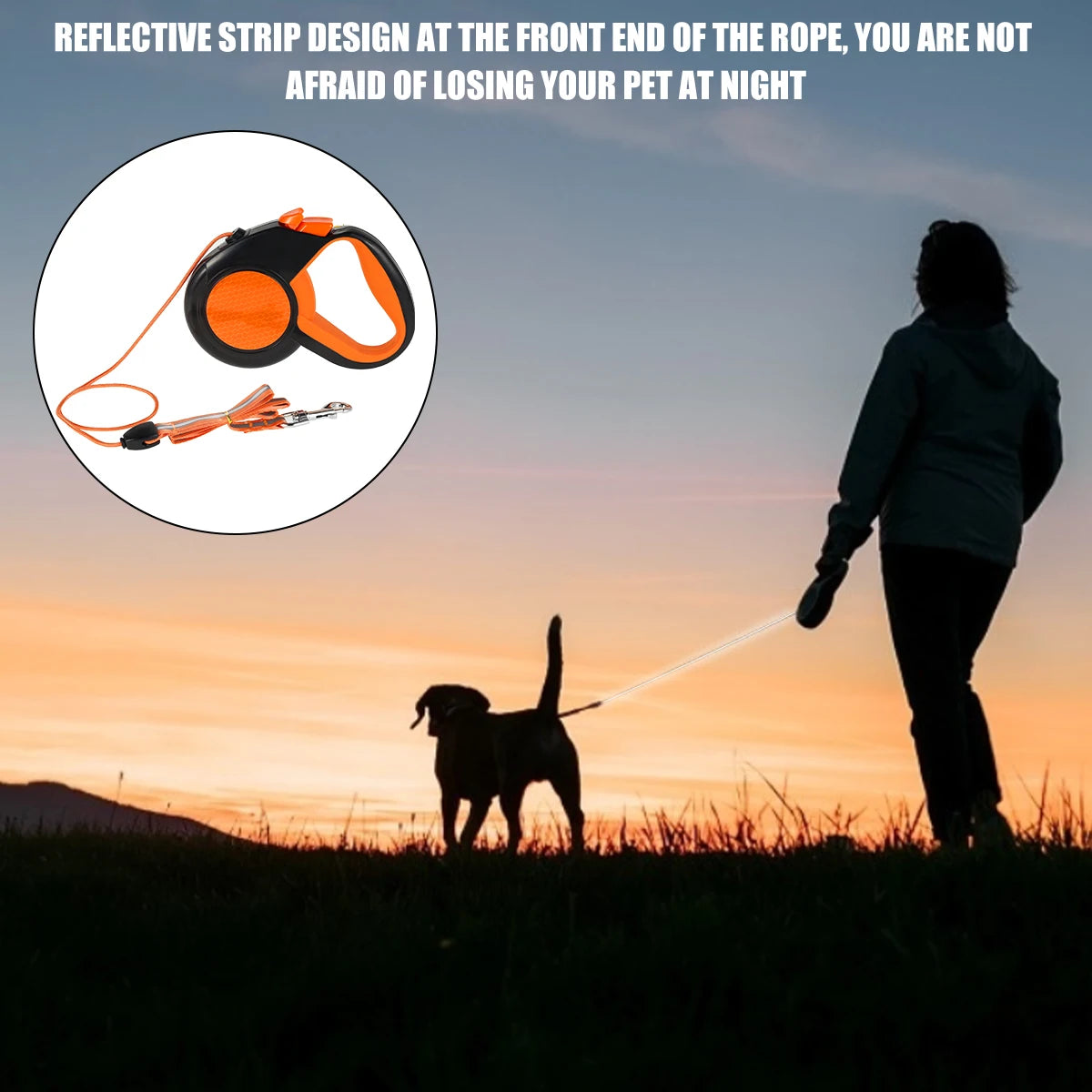 8M Heavy Duty Retractable Dog Lead, Strong Reflective Tape, Non-Slip Handle for Small-Medium-Large Dogs