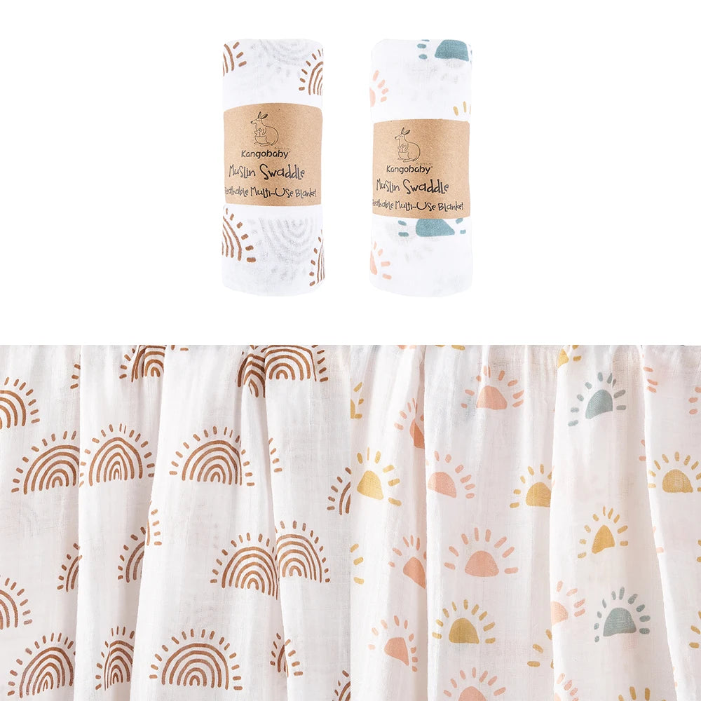 100% Cotton Baby Muslin Swaddle Blanket, Newborn Bath Towel, Infant Wrap