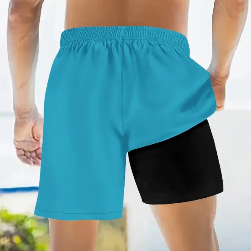 Men's Swim Trunks, Compression Liner, Phone Pocket, Quick Dry Board Shorts Beach Shorts