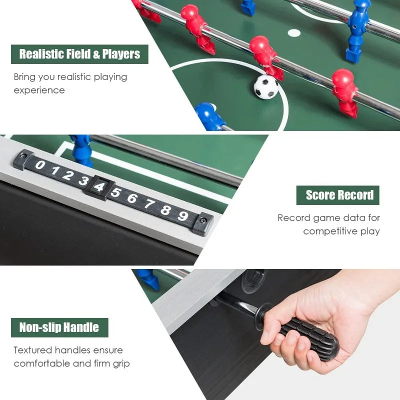 Goplus 48'' Foosball Table, Wooden Soccer Games w/ 2 Footballs, Score Keepers