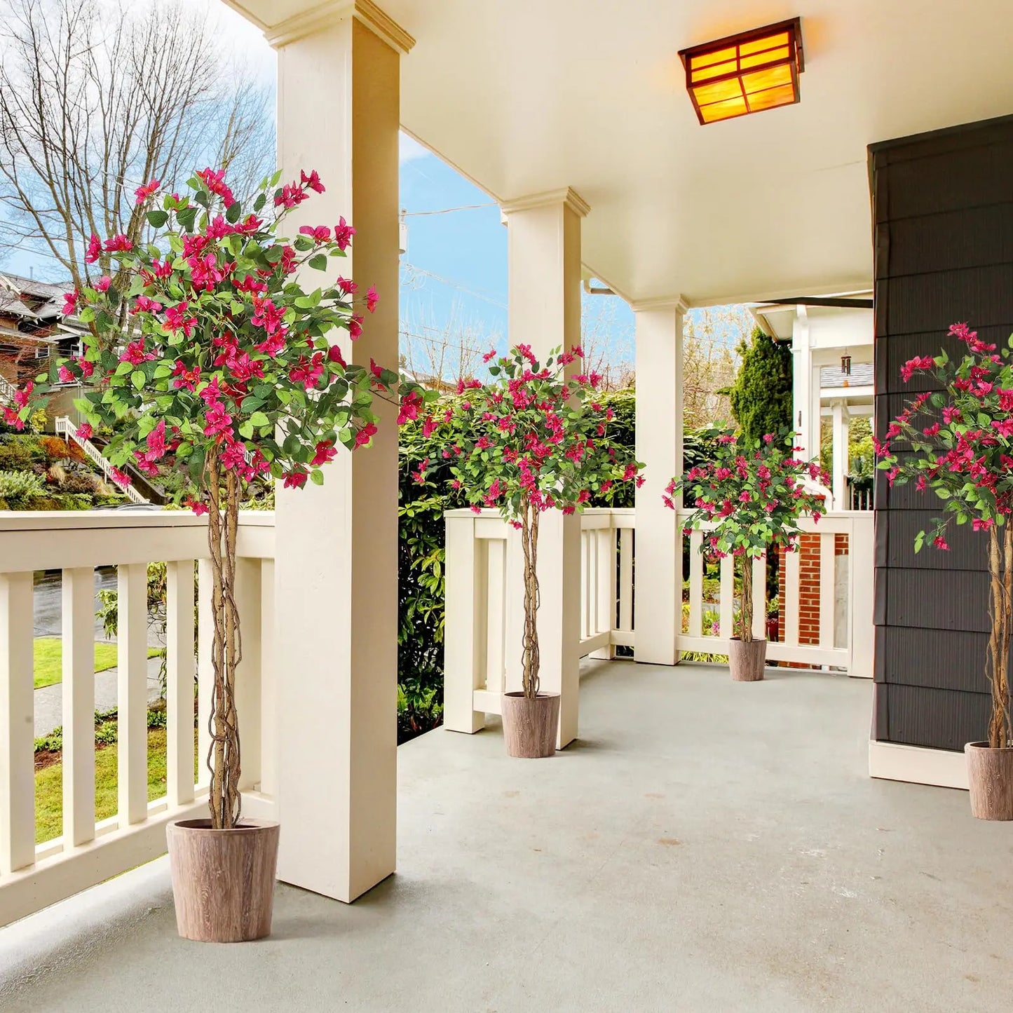 Artificial Bougainvillea Flower Tree, Indoor, White Pot, Home Decoration