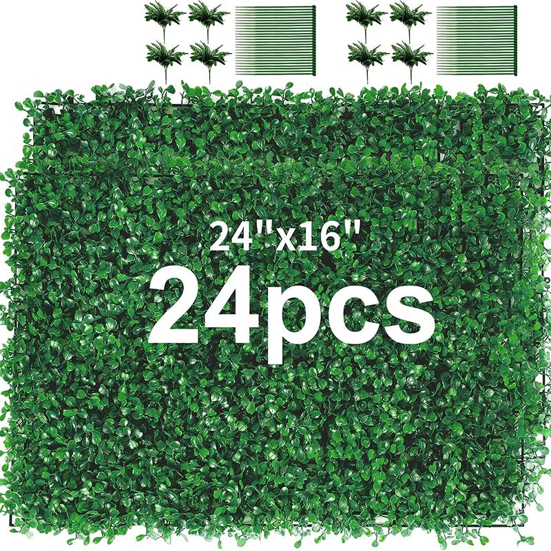 Artificial Plants Grass, Wall Panel Boxwood Hedge, Greenery Privacy, Fence Panel, Indoor