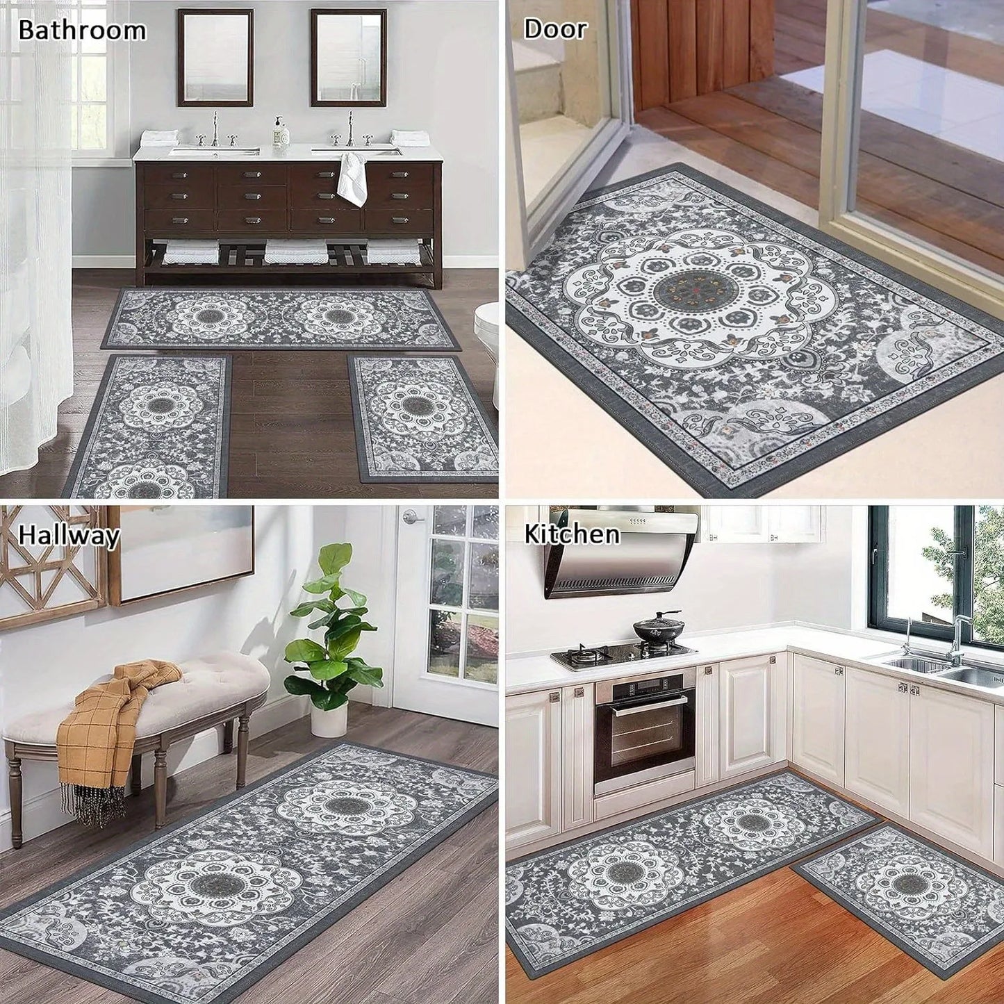 3 Pcs Set Floor Mat, Bohemian Style Rugs, Non-slip, Comfortable, Washable