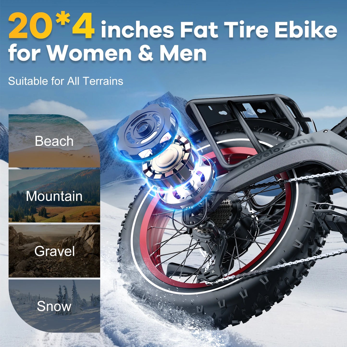 1000W (Peak 2000W) Folding Electric Bike for Adults, 35MPH, 48V 25Ah Removable Battery, 20" x 4.0 Fat Tire