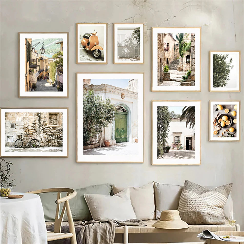 Spanish Italy Puglia Architecture Posters, Canvas Painting, Green Leaves, Indoor Plants, Wall Art Print Pictures
