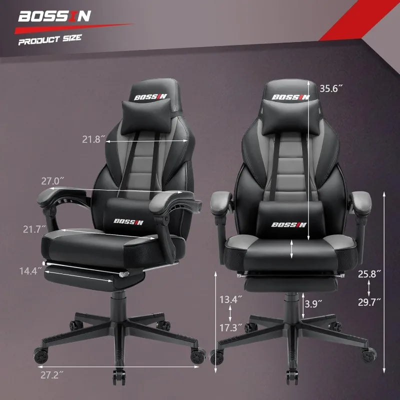 Gaming Chair with Massage, Ergonomic Heavy Duty Design with Footrest and Lumbar Support