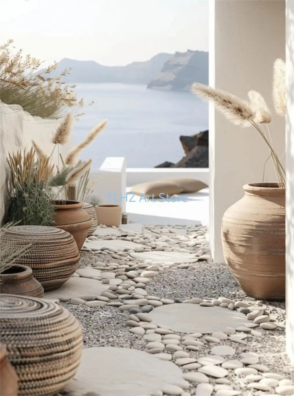 Modern Greece Summer Coast Santorini Travel Landscape Posters And Prints, Canvas Printing, Wall Art
